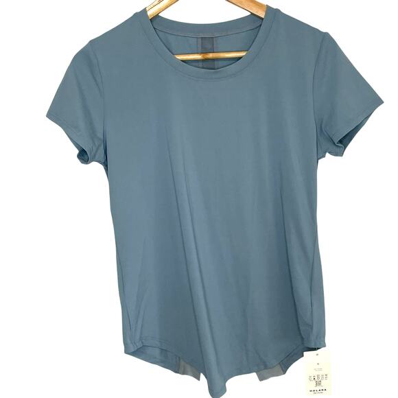 Halara Contrast Mesh Tee S Womens Split Back Short Sleeve Lightweight Athletic - Picture 2 of 6